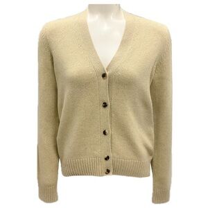 LORO PIANA BEIGE HOT SPRINGS BABY CASHMERE PARKSVILLE CARDIGAN SWEATER